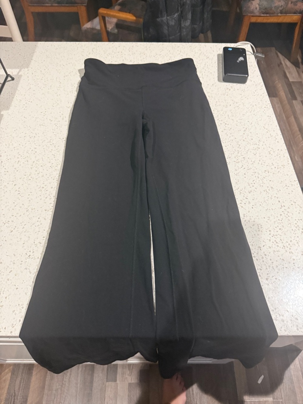 Athleta Black flare leggings inseam is long size medium
